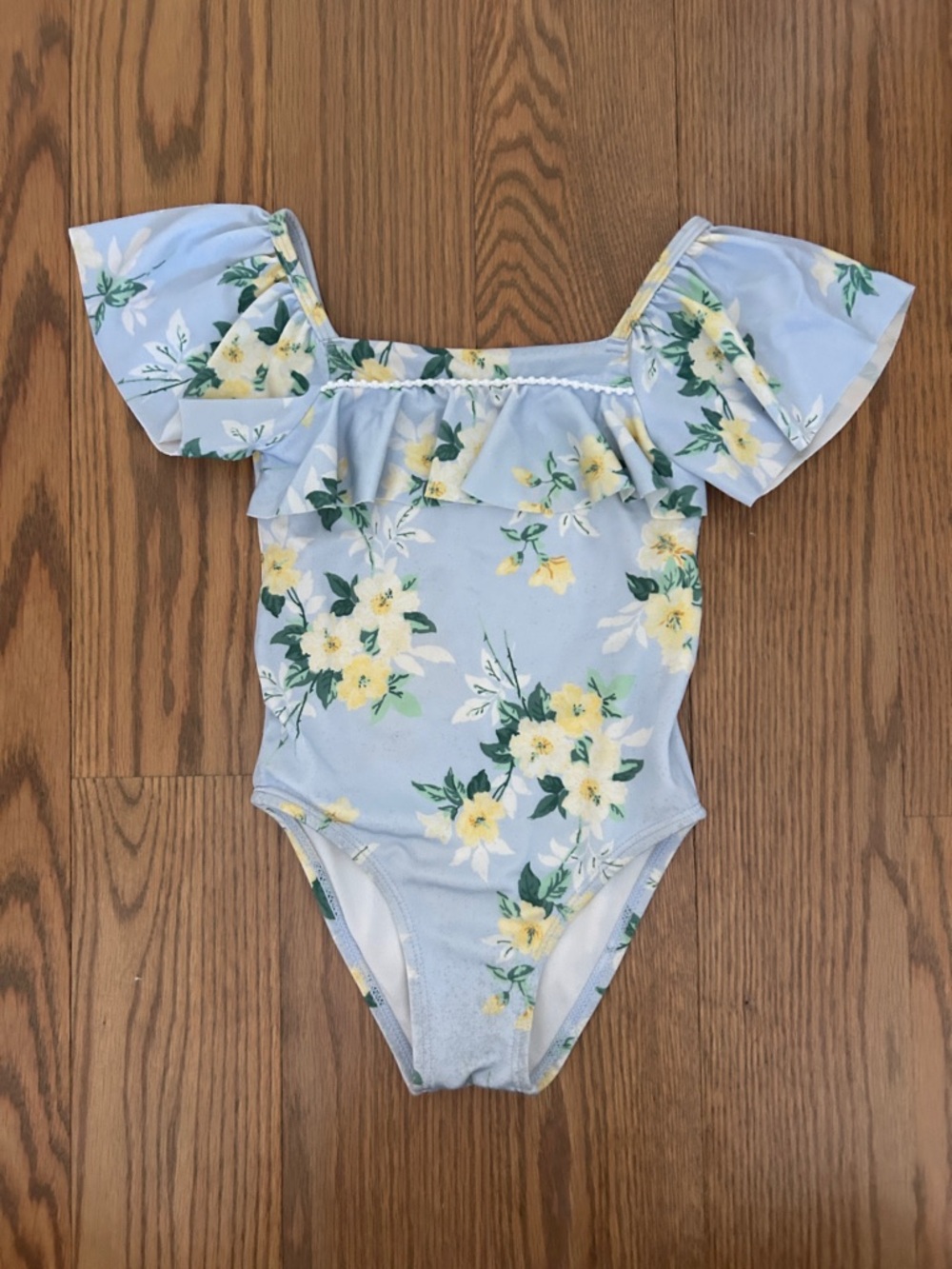 Janie and Jack Blue Floral Ruffle One-Piece Swimsuit 2T